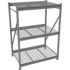 Tennsco - 3 Shelf Starter Wire Deck Open Steel Shelving - 96" Wide x 96" High x 24" Deep, Medium Gray - Eagle Tool & Supply