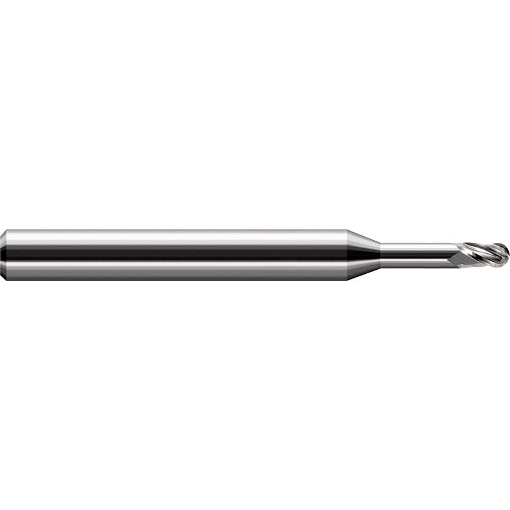 Harvey Tool - 0.04" Diam, 0.06" LOC, 3 Flute Solid Carbide Ball End Mill - Exact Industrial Supply