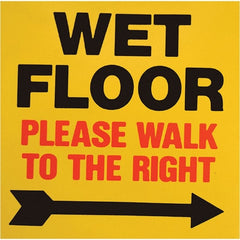 PRO-SAFE - Wet Floor Walk To The Right, 8" Wide x 8" High, Polypropylene Square Floor Sign - Eagle Tool & Supply