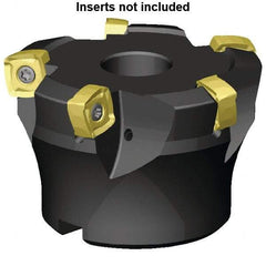 Kennametal - 6 Inserts, 4" Cutter Diam, 0.098" Max Depth of Cut, Indexable High-Feed Face Mill - 1-1/4" Arbor Hole Diam, 50mm High, 7793VXO12 Toolholder, XO..1205.. Inserts, Series 7793 - Eagle Tool & Supply