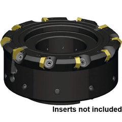 Kennametal - 24 Inserts, 250mm Cutter Diam, 1.1mm Max Depth of Cut, Indexable High-Feed Face Mill - 60mm Arbor Hole Diam, 63mm High, KCFM Toolholder, HDHN07008SR Inserts, Series KCFM - Eagle Tool & Supply