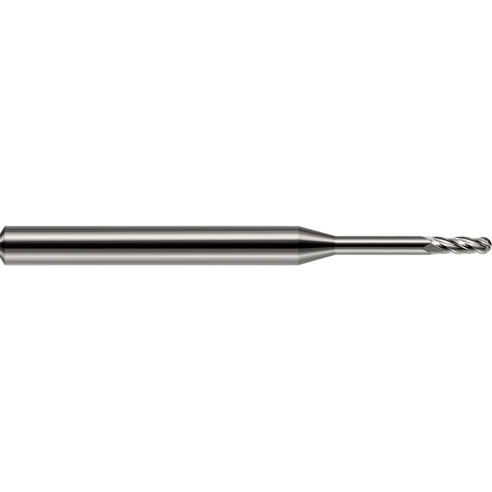 Harvey Tool - 0.025" Diam, 1.9mm LOC, 4 Flute Solid Carbide Ball End Mill - Exact Industrial Supply