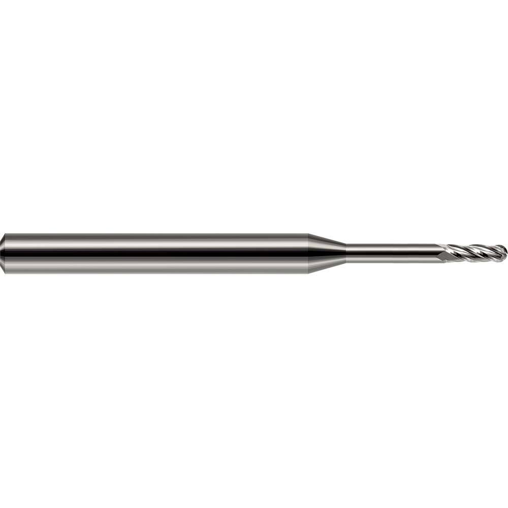 Harvey Tool - 0.01" Diam, 0.03" LOC, 4 Flute Solid Carbide Ball End Mill - Exact Industrial Supply