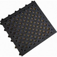 Value Collection - 18" Long x 18" Wide x 1" Thick, Anti-Fatigue Modular Matting Anti-Fatigue Flooring - 2 Interlocking Sides, Black, For Dry & Wet Areas - Eagle Tool & Supply