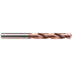 Emuge - 4.6mm 140° Solid Carbide Jobber Drill - AlCrN Finish, Right Hand Cut, Spiral Flute, Cylindrical Shank, 74mm OAL, Four Facet Point - Eagle Tool & Supply
