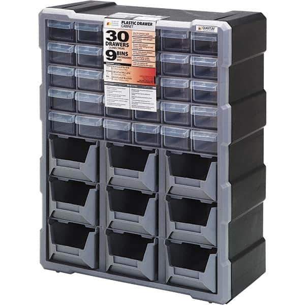 Quantum Storage - 39 Drawer, Small Parts Drawer Cabinet System - 23-3/4" Deep x 6-1/4" Wide x 15" High - Eagle Tool & Supply
