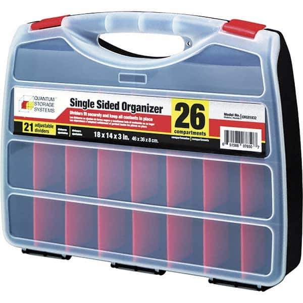 Quantum Storage - 14" Wide x 3" High x 18" Deep, Small Parts Organizer - Adjustable Compartments - Eagle Tool & Supply