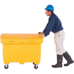 UltraTech - 15 Cu Ft, 350 Lb Load Capacity Yellow Polyethylene Tote Container - 48" Long x 31" Wide x 41.8" High, Lid Included - Eagle Tool & Supply