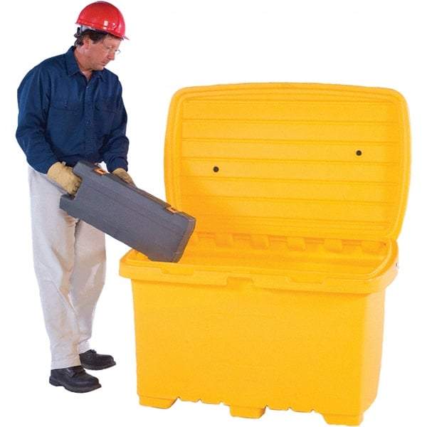 UltraTech - 15 Cu Ft, 350 Lb Load Capacity Yellow Polyethylene Tote Container - 48" Long x 31" Wide x 41.8" High, Lid Included - Eagle Tool & Supply