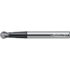 Walter-Prototyp - 8mm Diam, 9mm LOC, 2 Flute Solid Carbide Ball End Mill - TiAlN Finish, 100mm OAL, 8mm Shank Diam - Eagle Tool & Supply
