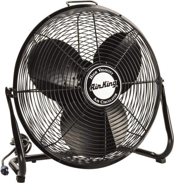 Air King - 18" Blade, 1/6 hp, 1,925, 2,575 & 3,400 CFM, Low Floor Stand Industrial Circulation Fan - Floor Stand, 110 Volts, 0.95/1.65 Amps, 3 Speed - Eagle Tool & Supply