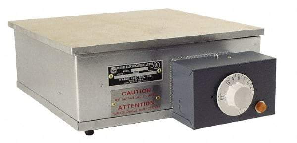 WAAGE - 12" Long x 12 Wide x 6" High, 230 Volt Hot Plate - 300 to 700°F, 1 Burner, 1600 Watt, 7 Amps - Eagle Tool & Supply