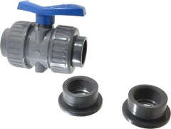 Simtech - 2" Pipe, Full Port, PVC True Union Design Ball Valve - Inline - Two Way Flow, FNPT x FNPT (with Socket Adapter) Ends, Tee Handle, 232 WOG - Eagle Tool & Supply