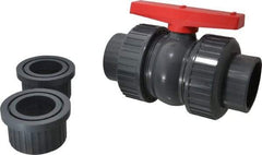 Simtech - 3" Pipe, Full Port, PVC True Union Design Ball Valve - Inline - Two Way Flow, FNPT x FNPT Ends, Tee Handle, 150 WOG - Eagle Tool & Supply