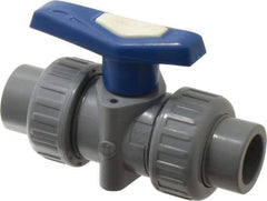 Simtech - 1/2" Pipe, Full Port, CPVC True Union Design Ball Valve - Inline - Two Way Flow, FNPT x FNPT (with Socket Adapter) Ends, Tee Handle, 232 WOG - Eagle Tool & Supply