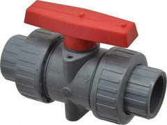 Simtech - 1" Pipe, Full Port, CPVC True Union Design Ball Valve - Inline - Two Way Flow, FNPT x FNPT (with Socket Adapter) Ends, Tee Handle, 232 WOG - Eagle Tool & Supply