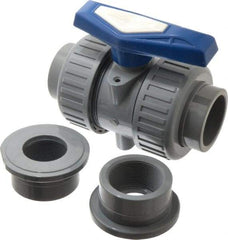 Simtech - 2" Pipe, Full Port, CPVC True Union Design Ball Valve - Inline - Two Way Flow, FNPT x FNPT (with Socket Adapter) Ends, Tee Handle, 232 WOG - Eagle Tool & Supply