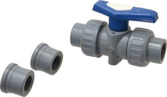 Simtech - 1/2" Pipe, Full Port, CPVC True Union Design Ball Valve - Inline - Two Way Flow, FNPT x FNPT (with Socket Adapter) Ends, Tee Handle, 232 WOG - Eagle Tool & Supply