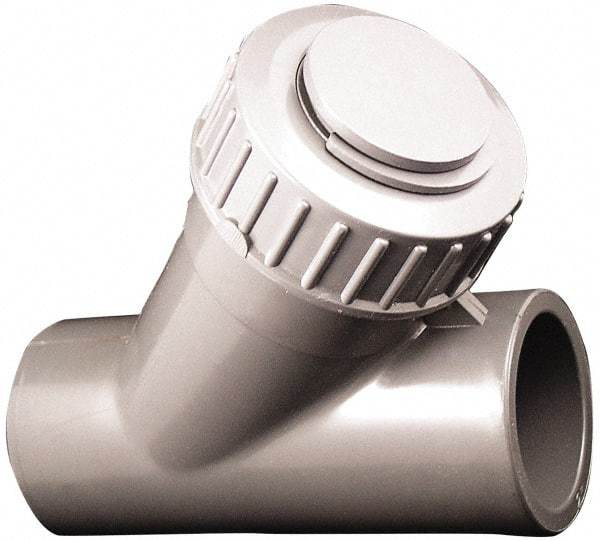 Simtech - 2" Pipe, Socket Ends, PVC Y-Strainer - 90 psi Pressure Rating - Eagle Tool & Supply