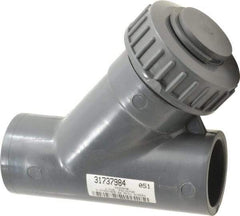 Simtech - 1-1/2" Pipe, Socket Ends, PVC Y-Strainer - 90 psi Pressure Rating - Eagle Tool & Supply