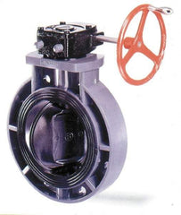 Simtech - 10" Pipe, Wafer Butterfly Valve - Gear Handle, PVC Body, EPDM Seat, 150 WOG, Polypropylene Disc, Stainless Steel Stem - Eagle Tool & Supply