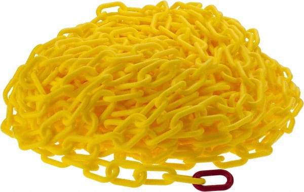 PRO-SAFE - 100' Long x 2" Wide Plastic Heavy-Duty Chain - Yellow - Eagle Tool & Supply