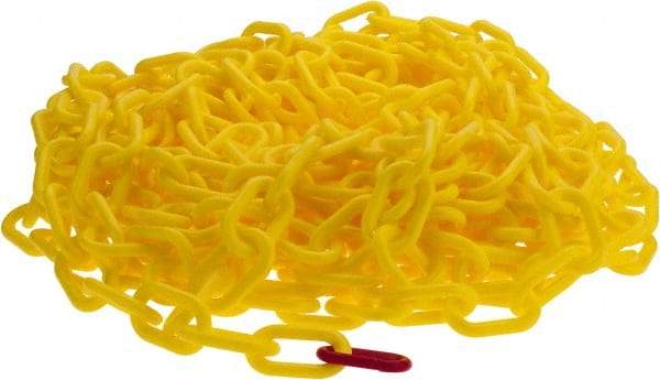 PRO-SAFE - 50' Long x 2" Wide Plastic Heavy-Duty Chain - Yellow - Eagle Tool & Supply