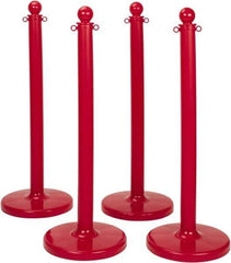 PRO-SAFE - 41" High, 3" Pole Diam, Warning Post - 16" Base Diam, Round Plastic Base, Red Plastic Post, For Outdoor Use - Eagle Tool & Supply