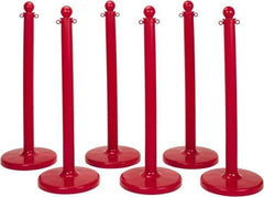 PRO-SAFE - 40" High, 2-1/2" Pole Diam, Warning Post - 14" Base Diam, Round Plastic Base, Red Plastic Post, For Outdoor Use - Eagle Tool & Supply