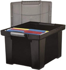 Storex - 1 Compartment, 18-1/2" Wide x 10-7/8" High x 14-1/4" Deep, Portable Storage Box - Plastic, Black/Silver - Eagle Tool & Supply