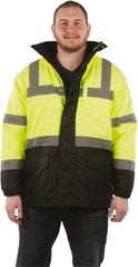 Utility Pro Wear - Size M Cold Weather & High Visibility Parka - Yellow, Polyester & Teflon, Zipper, Snaps Closure - Eagle Tool & Supply