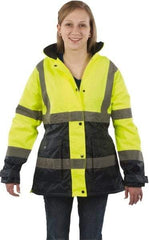 Utility Pro Wear - Size M Cold Weather & High Visibility Parka - Yellow, Polyester & Teflon, Zipper, Snaps Closure - Eagle Tool & Supply