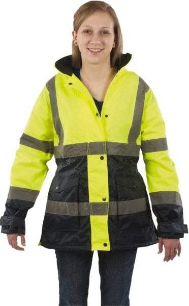 Utility Pro Wear - Size L Cold Weather & High Visibility Parka - Yellow, Polyester & Teflon, Zipper, Snaps Closure - Eagle Tool & Supply
