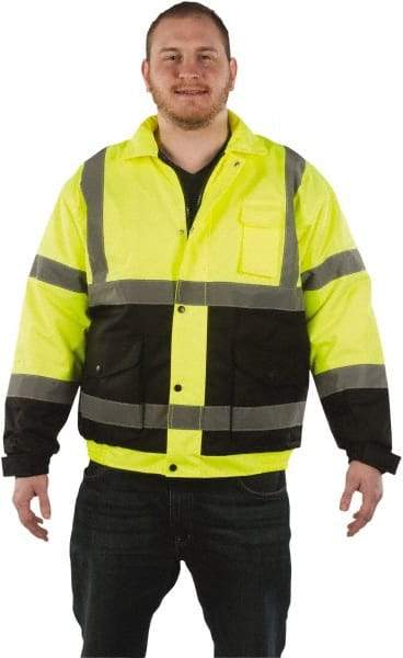 Utility Pro Wear - Size 2XL Cold Weather & High Visibility Jacket - Yellow, Polyester & Teflon, Zipper, Snaps Closure - Eagle Tool & Supply