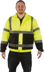Utility Pro Wear - Size 4XL Cold Weather & High Visibility Jacket - Yellow, Polyester & Teflon, Zipper, Snaps Closure - Eagle Tool & Supply