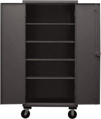 Durham - 4 Shelf Mobile Storage Cabinet - Steel, 36" Wide x 24" Deep x 80" High, Gray - Eagle Tool & Supply