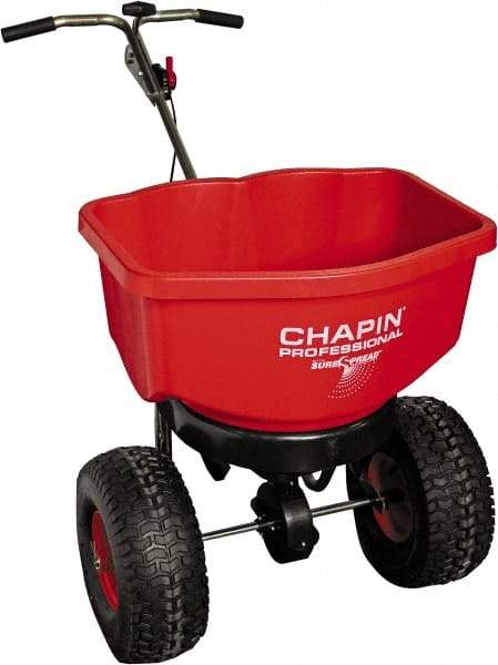 Chapin - 100 Lb Stainless Steel Walk Behind Broadcast Landscape Spreader - 14" Pneumatic Wheels - Eagle Tool & Supply