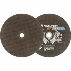 WALTER Surface Technologies - 9" 46 Grit Aluminum Oxide Cutoff Wheel - 3/32" Thick, 7/8" Arbor, 6,600 Max RPM, Use with Angle Grinders - Eagle Tool & Supply