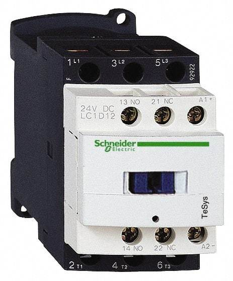 Schneider Electric - 3 Pole, 48 Coil VAC at 50/60 Hz, 12 Amp at 440 VAC and 25 Amp at 440 VAC, Nonreversible IEC Contactor - 1 Phase hp: 1 at 115 VAC, 2 at 230/240 VAC, 3 Phase hp: 10 at 575/600 VAC, 3 at 200/208 VAC, 3 at 230/240 VAC, 7.5 at 460/480 VAC - Eagle Tool & Supply