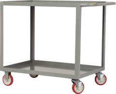 Little Giant - 1,200 Lb Capacity, 30" Wide x 60" Long x 35" High Service Cart - 2 Shelf, Steel, 2 Rigid/2 Swivel Casters - Eagle Tool & Supply