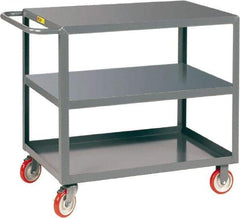 Little Giant - 1,200 Lb Capacity, 30" Wide x 48" Long x 35" High Service Cart - 3 Shelf, Steel, 2 Rigid/2 Swivel Casters - Eagle Tool & Supply