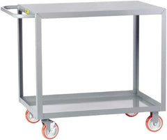 Little Giant - 1,200 Lb Capacity, 30" Wide x 60" Long x 35" High Service Cart - 2 Shelf, Steel, 2 Rigid/2 Swivel Casters - Eagle Tool & Supply