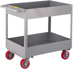Little Giant - 1,200 Lb Capacity, 18" Wide x 30" Long x 35" High Deep Shelf Cart - 2 Shelf, Steel, 2 Rigid/2 Swivel Casters - Eagle Tool & Supply