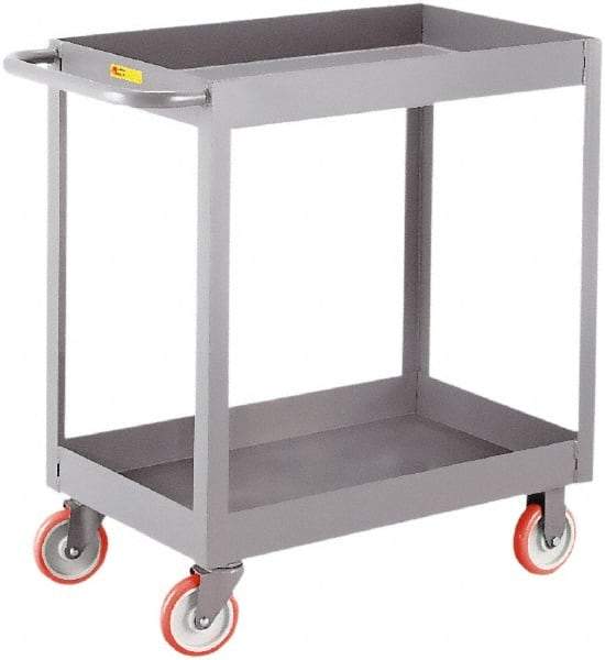 Little Giant - 1,200 Lb Capacity, 18" Wide x 30" Long x 35" High Deep Shelf Cart - 2 Shelf, Steel, 2 Rigid/2 Swivel Casters - Eagle Tool & Supply