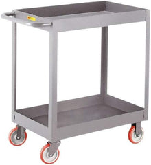 Little Giant - 1,200 Lb Capacity, 24" Wide x 36" Long x 35" High Deep Shelf Cart - 2 Shelf, Steel, 2 Rigid/2 Swivel Casters - Eagle Tool & Supply