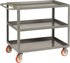 Little Giant - 1,200 Lb Capacity, 30" Wide x 48" Long x 35" High Service Cart - 3 Shelf, Steel, 2 Rigid/2 Swivel Casters - Eagle Tool & Supply