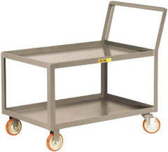 Little Giant - 1,200 Lb Capacity, 30" Wide x 60" Long x 35-3/4" High Standard Utility Cart - 2 Shelf, Steel, 2 Rigid/2 Swivel Casters - Eagle Tool & Supply