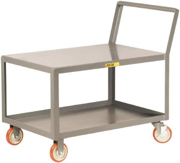 Little Giant - 1,200 Lb Capacity, 18" Wide x 24" Long x 35-3/4" High Standard Utility Cart - 2 Shelf, Steel, 2 Rigid/2 Swivel Casters - Eagle Tool & Supply