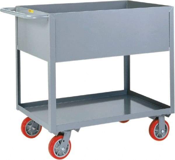 Little Giant - 3,600 Lb Capacity, 24" Wide x 41-1/2" Long x 36-1/2" High Deep Shelf Cart - 2 Shelf, Steel, 2 Rigid/2 Swivel Casters - Eagle Tool & Supply