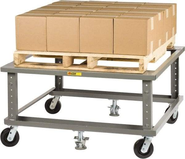 Little Giant - 3,600 Lb Capacity Steel Adjustable Height Pallet Stand - 48" Long x 40" Wide x 24" High, 6" Wheels - Eagle Tool & Supply